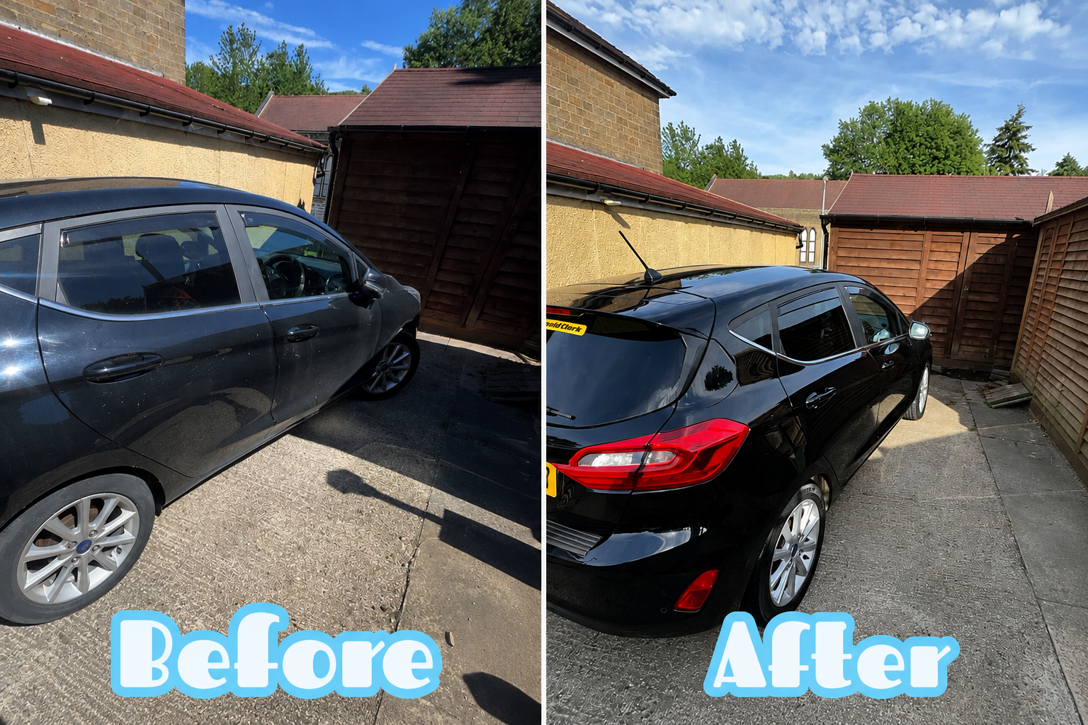 Before and after car detailing comparison